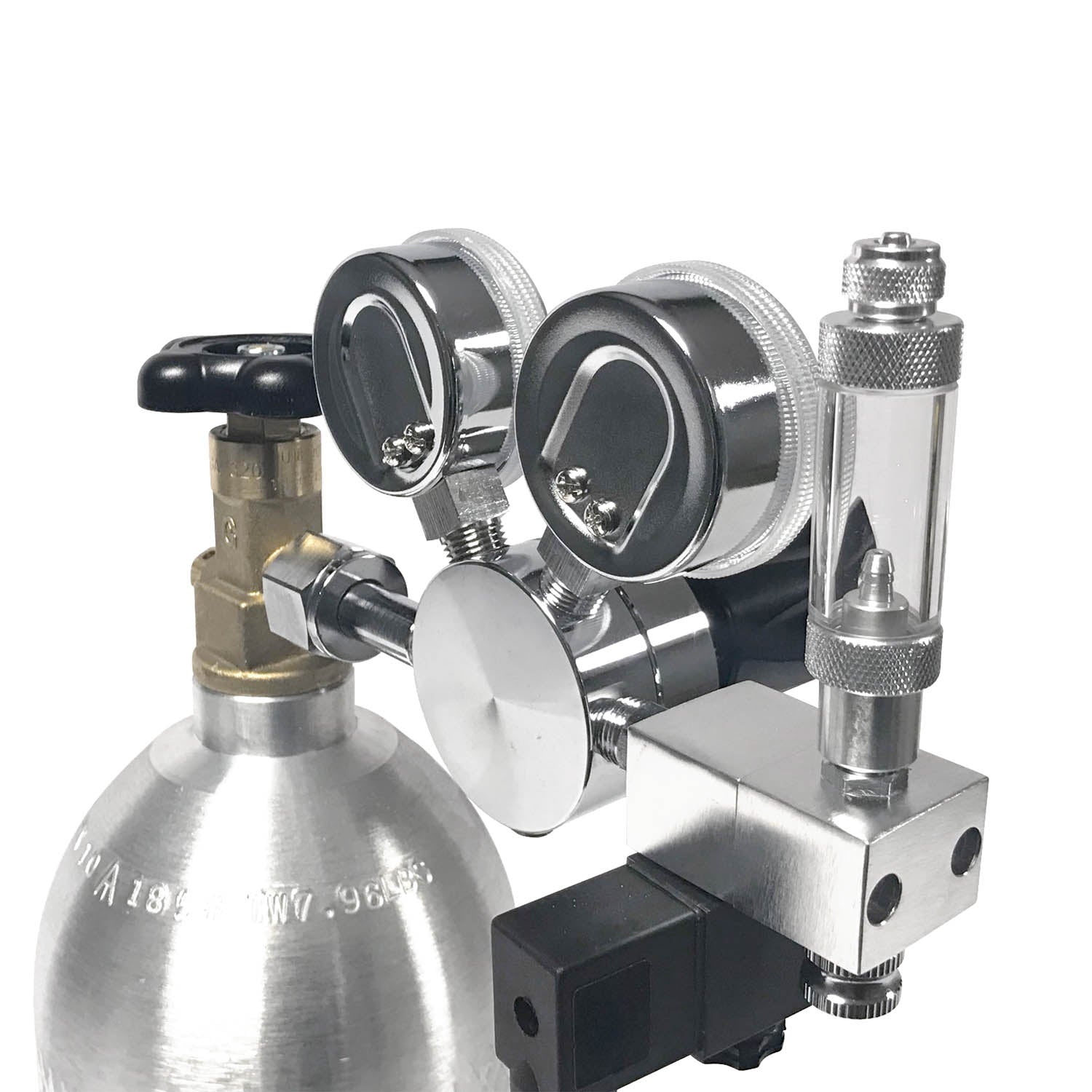 Aquarium CO2 Regulator Bubble Counter Solenoid Kit - Single Stage