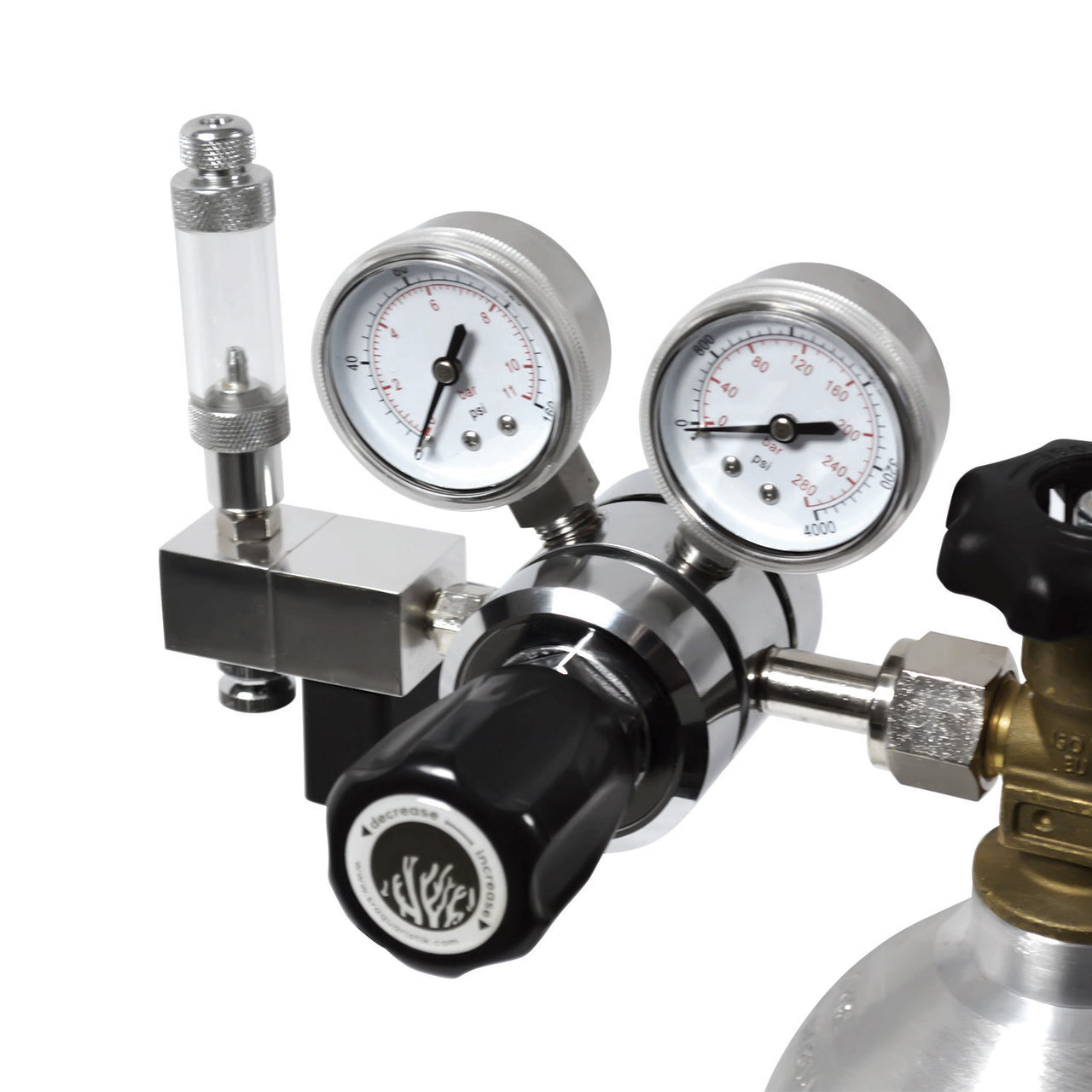 Aquarium CO2 Regulator Bubble Counter Solenoid Kit - Single Stage