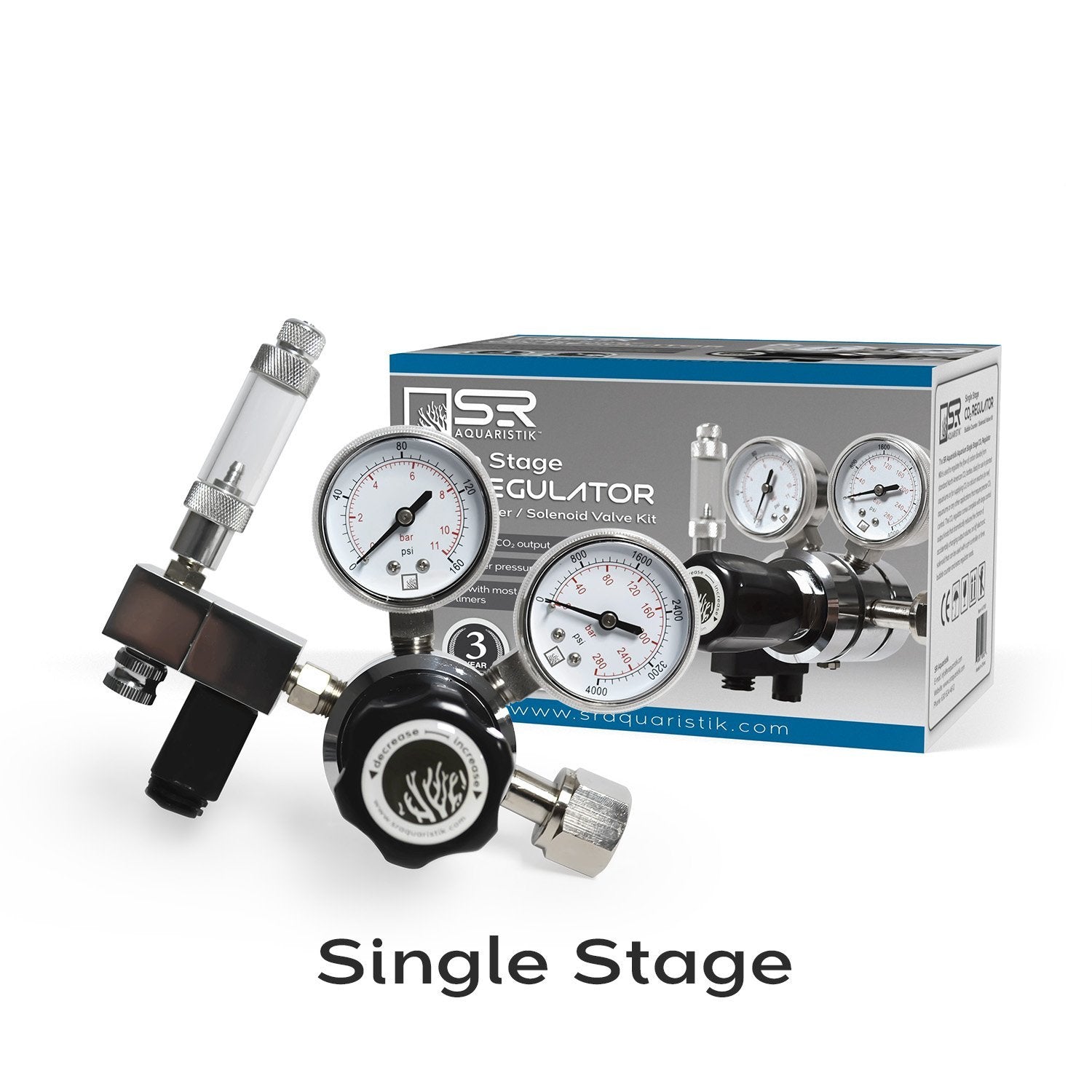 Aquarium CO2 Regulator Bubble Counter Solenoid Kit - Single Stage